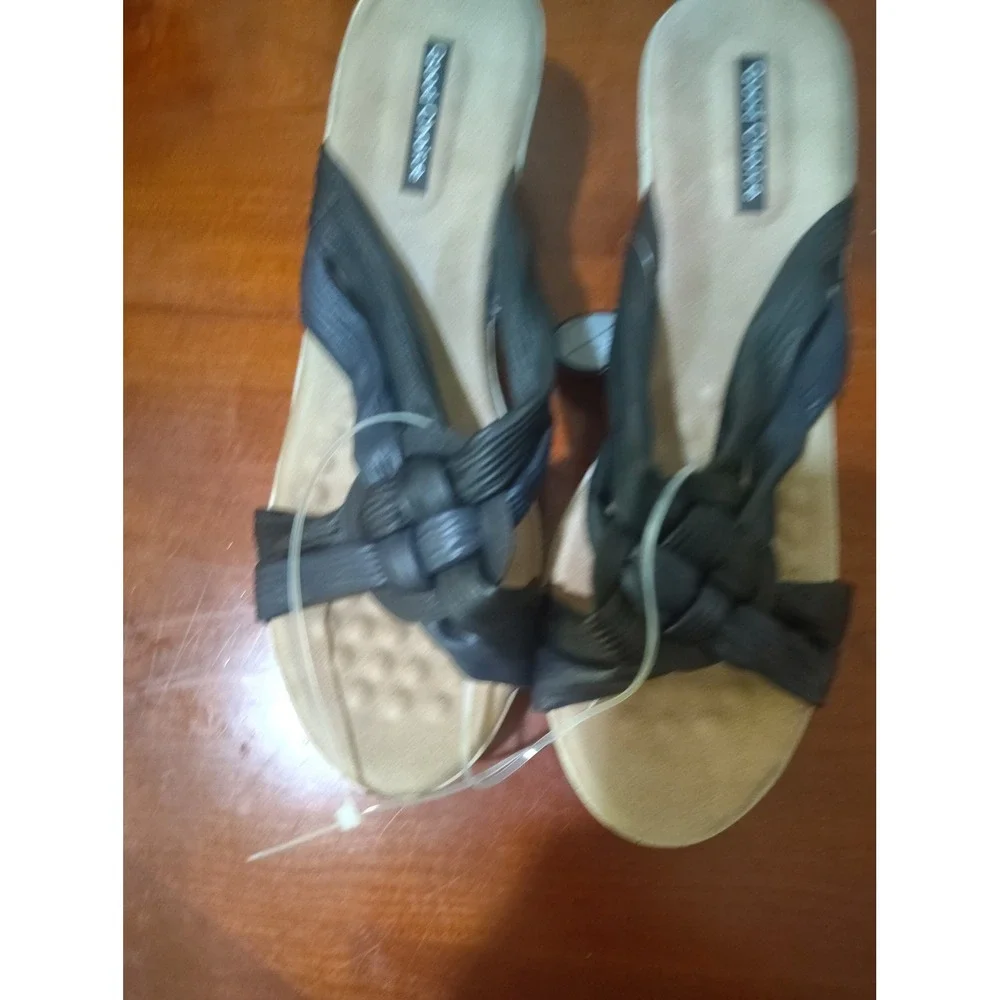 Good Choice Womens Braided Strap Espadrille Wedge Sandals Navy‎ Blue Size 6 NEW